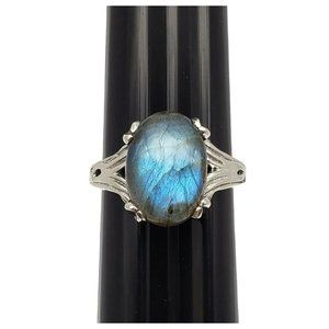 Blue Labradorite Sterling Silver Ring 925 Size 8.25